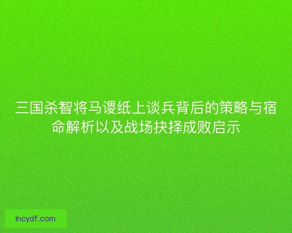 三国杀智将马谡纸上谈兵背后的策略与宿命解析以及战场抉择成败启示
