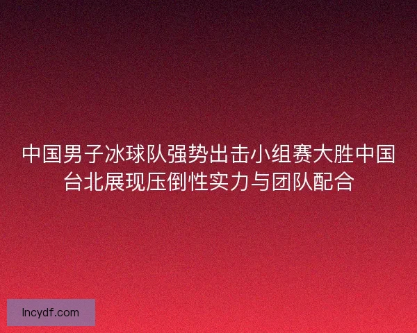 中国男子冰球队强势出击小组赛大胜中国台北展现压倒性实力与团队配合 中国男子冰球队强势出击小组赛大胜中国台北展现压倒性实力与团队配合